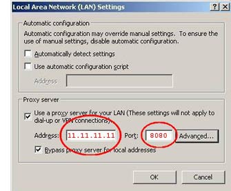 Proxy settings for IE