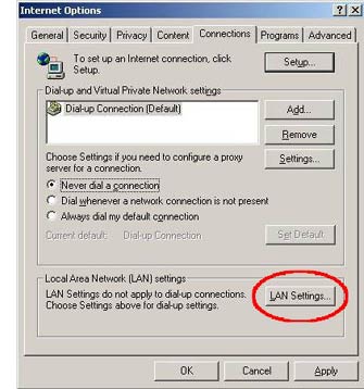 Proxy settings for IE